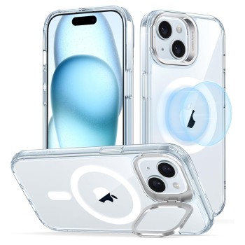 Husa pentru iPhone 15 Plus, ESR Classic Hybrid HaloLock Kickstand, Clear Blue