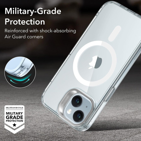 Husa pentru iPhone 15 Plus, ESR Classic Hybrid HaloLock Kickstand, Clear Blue