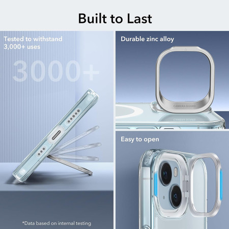 Husa pentru iPhone 15 Plus, ESR Classic Hybrid HaloLock Kickstand, Clear Blue