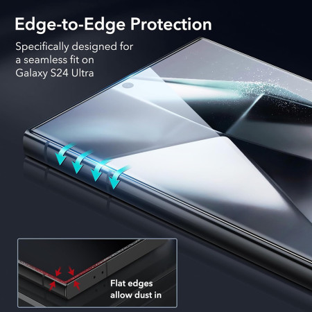 Folie pentru Samsung Galaxy S24 Ultra, ESR Tempered Glass, Black