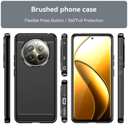 Husa Carbon pentru Realme 12 Plus, Tech Protects, Negru