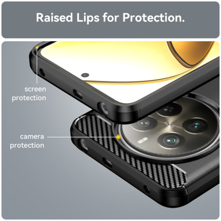 Husa Carbon pentru Realme 12 Plus, Tech Protects, Negru