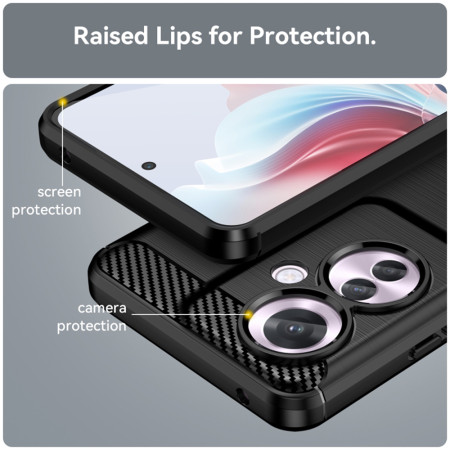 Husa Carbon pentru Reno11 F, Tech Protects, Negru