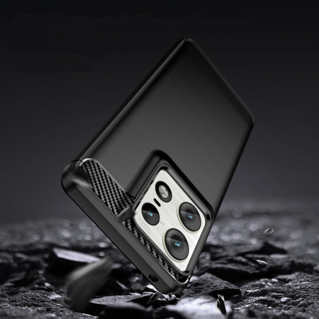 Husa Carbon Anti-Soc pentru Motorola Edge 50 Ultra, Protectie Premium, Tech Protects, Black