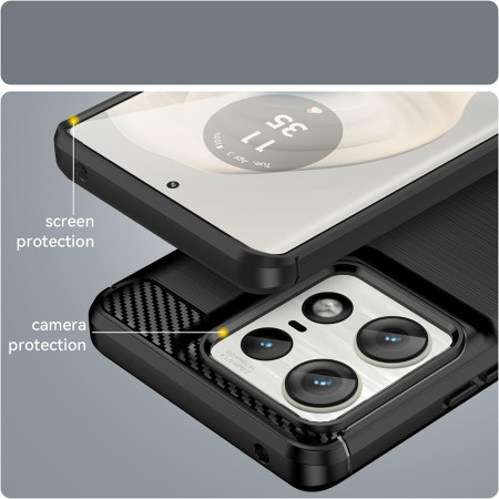 Husa Carbon Anti-Soc pentru Motorola Edge 50 Ultra, Protectie Premium, Tech Protects, Black
