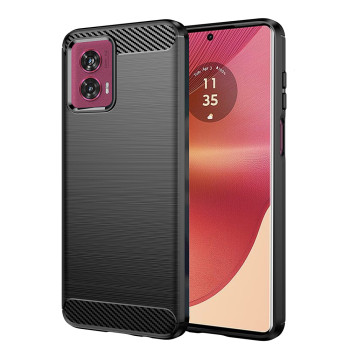 Husa Carbon Anti-Soc pentru Motorola Edge 50 Fusion, Protectie Premium, Tech Protects, Black