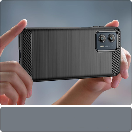 Husa Carbon Anti-Soc pentru Motorola Edge 50 Fusion, Protectie Premium, Tech Protects, Black