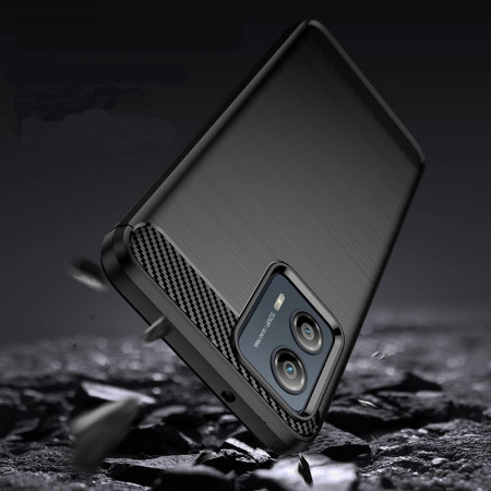 Husa Carbon Anti-Soc pentru Motorola Edge 50 Fusion, Protectie Premium, Tech Protects, Black