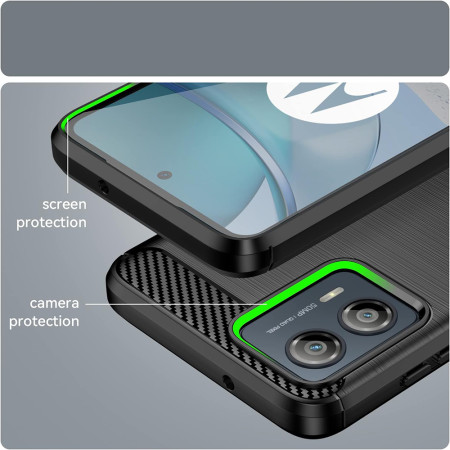 Husa Carbon Anti-Soc pentru Motorola Edge 50 Fusion, Protectie Premium, Tech Protects, Black