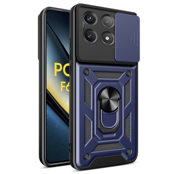 Husa pentru Xiaomi Poco F6 Pro, CamShield Protectie Camera, Magnetic, Slide si Snap, Blue