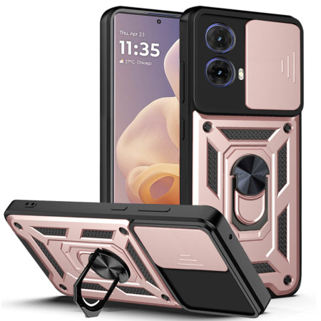 Husa pentru Motorola Moto G85, CamShield Protectie Camera, Magnetic, Slide si Snap, Rose Gold