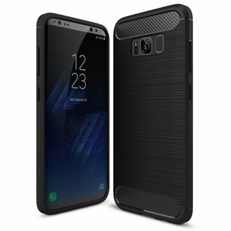 Husa Carbon compatibila Samsung Galaxy S8 Plus Protect Anti-Soc, Negru