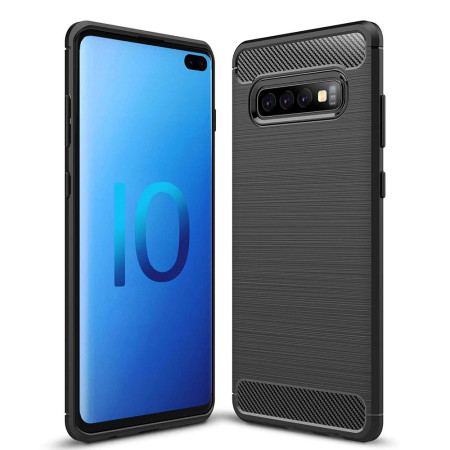 Husa Carbon compatibila Samsung Galaxy S10 Protect Anti-Soc, Negru