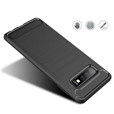 Husa Carbon compatibila Samsung Galaxy S10 Protect Anti-Soc, Negru