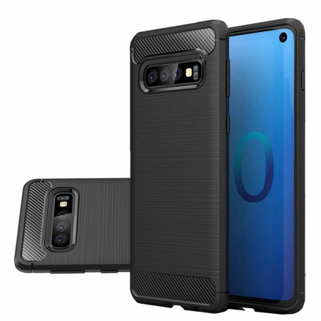 Husa Carbon compatibila Samsung Galaxy S10 Protect Anti-Soc, Negru