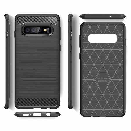 Husa Carbon compatibila Samsung Galaxy S10 Protect Anti-Soc, Negru