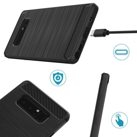 Husa Carbon compatibila Samsung Galaxy Note 8, Protect Anti-Soc, Negru