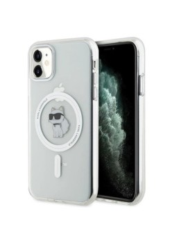 Husa pentru iPhone 11 - Karl Lagerfeld IML MagSafe (KLHMN61HLSCHH) - White Metal Choupettes Head
