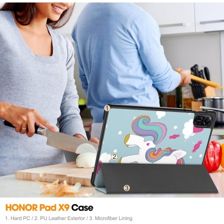 Husa Tableta pentru Honor Pad X8a - Microfibra, Auto Sleep/Wake, Protectie Antisoc, Unicorn