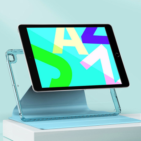 Husa tableta pentru iPad 10.2 (2019/2020/2021), Crystal Book, Bumper rigid, Bleu
