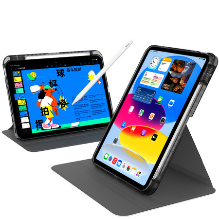 Husa tableta pentru iPad 10 (2022) 10.9, Crystal Book, Bumper rigid, Black