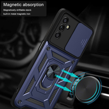 Husa pentru Samsung Galaxy A13 5G / A04s, Slide si Snap, Magnetic Ring, Blue