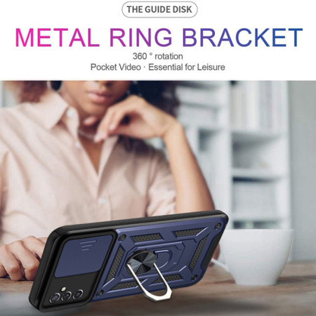 Husa pentru Samsung Galaxy A13 5G / A04s, Slide si Snap, Magnetic Ring, Blue