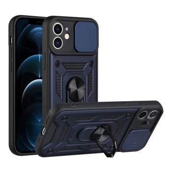 Husa pentru iPhone 11, Slide si Snap, Magnetic Ring, Blue
