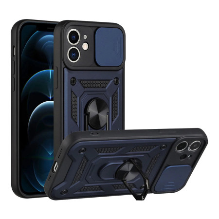 Husa pentru iPhone 11, Slide si Snap, Magnetic Ring, Blue