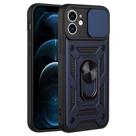 Husa pentru iPhone 11, Slide si Snap, Magnetic Ring, Blue