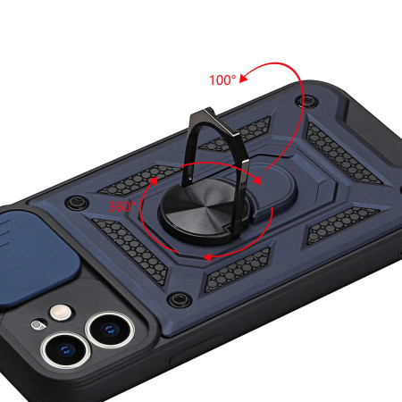 Husa pentru iPhone 11, Slide si Snap, Magnetic Ring, Blue