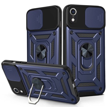Husa pentru iPhone XR, Slide si Snap, Magnetic Ring, Blue