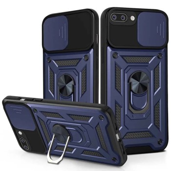 Husa pentru iPhone 7 Plus / 8 Plus, Slide si Snap, Magnetic Ring, Blue