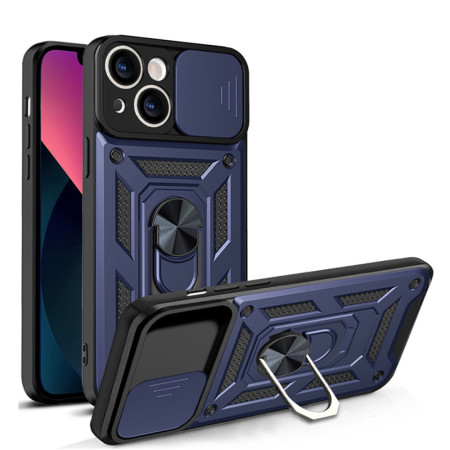 Husa pentru iPhone 13, Slide si Snap, Magnetic Ring, Blue