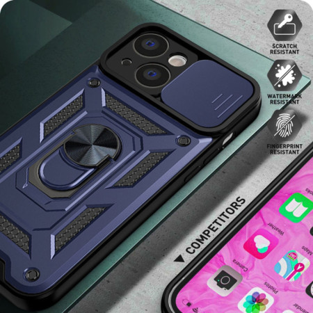 Husa pentru iPhone 13, Slide si Snap, Magnetic Ring, Blue
