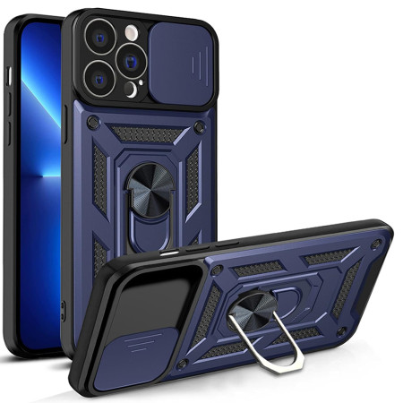 Husa pentru iPhone 13 Pro Max, Slide si Snap, Magnetic Ring, Blue