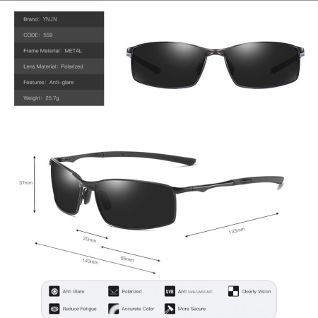 Ochelari de Soare pentru Barbati, 559, Black / Silver