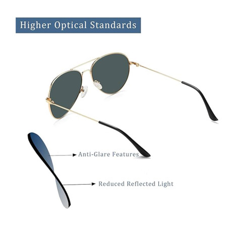 Ochelari de Soare Unisex, 3025, Gold / Green