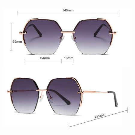 Ochelari Supradimensionati pentru Femei 8561, Rose Gold / Green