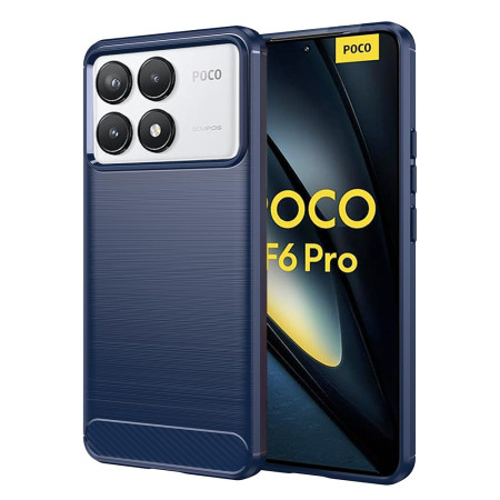 Husa Carbon Anti-Soc pentru Xiaomi Poco F6 Pro, Premium, Tech Protects, Blue