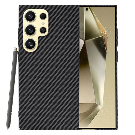 Husa Slim Carbon pentru Samsung Galaxy S24 Ultra - Protectie Premium FiberShell, Black
