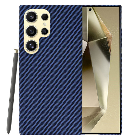 Husa Slim Carbon pentru Samsung Galaxy S24 Ultra - Protectie Premium FiberShell, Cyan