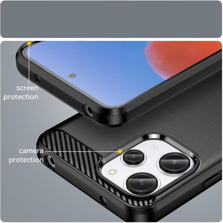 Husa Carbon Anti-Soc pentru Xiaomi Redmi 13 / Poco M6 4G, Protectie Premium, Tech Protects, Black