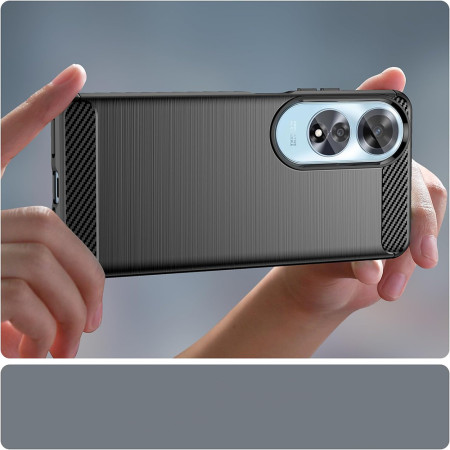 Husa Carbon Anti-Soc pentru Oppo A60, Protectie Premium, Tech Protects, Black