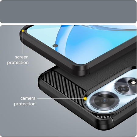 Husa Carbon Anti-Soc pentru Oppo A60, Protectie Premium, Tech Protects, Black