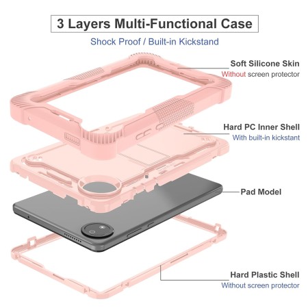 Husa pentru Xiaomi Redmi Pad SE 4G 8.7" + Folie - Rugged TabShell - Rose Gold