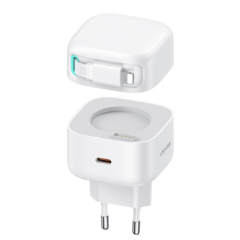 Incarcator Priza USB-C PD35W cu Cablu Lightning, Usams XMF, White
