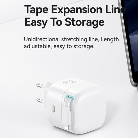 Incarcator Priza USB-C PD35W cu Cablu Lightning, Usams XMF, White