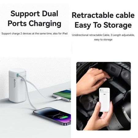 Baterie Externa 18000mAh USB-C PD45W cu Cablu Lightning, Usams, Black