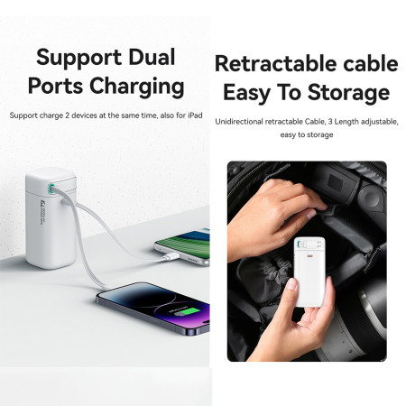 Baterie Externa 18000mAh USB-C PD45W cu Cablu Tipe-C, Usams, Black